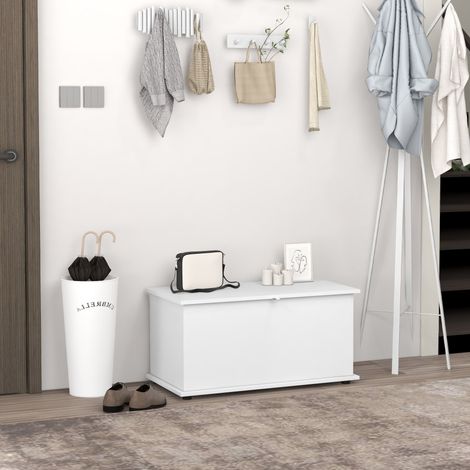 Banc de rangement en bois multifonctionnel pour chambre et entrée. 80 x 40 x 40 cm. Blanc.