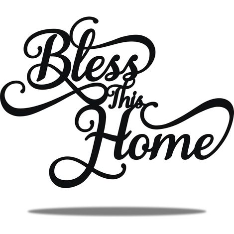 Panneau mural métallique « Bless This Home » noir, grand format 46x33 cm, pour entrée ou salon chaleureux (1/4)