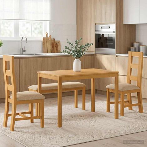 Set da pranzo 4 pz Beige Legno di Quercia Massello vidaXL (1/5)