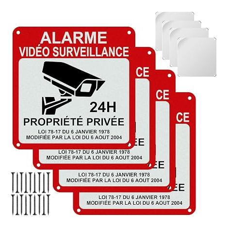 Camera Alarm Panels, 15 x 15 cm, Video Surveillance Private Property, Aluminium Plate Exterior Interior (1/5)