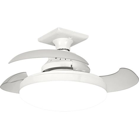 Ventilatore da soffitto con luce integrata e portalampada E27, controllabile tramite telecomando e app, con 3 velocità di regolazione dell'intensità luminosa. (1/5)