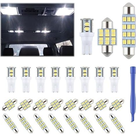 Ampoules T10 – Lot 24 – Double Faisceau – Éclairage Carte, Portière, Plaque, Positions – Blanc (1/5)