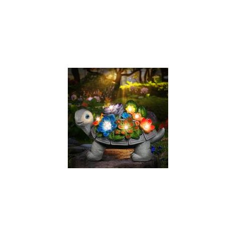 Tortue Solaire LED Jardin Statue Lumineuse, Cadeau Fête des Mères, Balcon & Terrasse