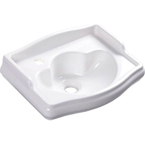 Lavabo RETRO en céramique 41x30cm (trou pour robinetterie à gauche, pas de trou de trop-plein), blanc (1/2)