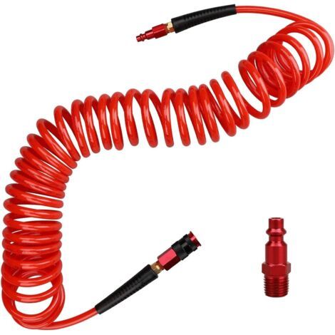 Tuyau de compresseur avec raccord rapide universel industriel 1 / 4 "et kit de prise I / M, rouge (1/5)
