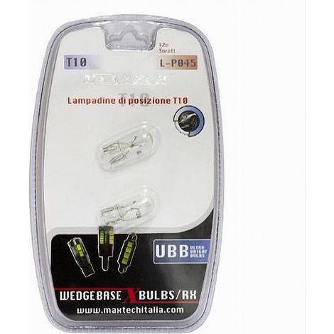 TRADE SHOP - Lampadine Di Posizione T10 Maxtech L-p045 12v - 3w Lampadine Ultra Luminose - (1/2)