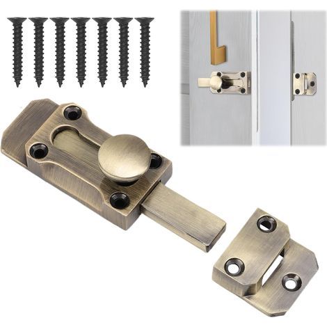 Loquet Porte, Verrou de Porte Coulissante Loquet 3 Pouces (7,5 cm) en Laiton Serrure Portail Interieure/Extérieure avec Vis Pour Fenêtre, Placard, Jardin (Style Rétro) (1/5)