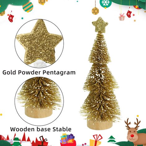 Arbre De Noël Miniature - Arbre Artificiel En Plastique Avec Socle En Bois - Décoration De Table Intérieure Pour Village De Noël - Lot De 4 (1/5)