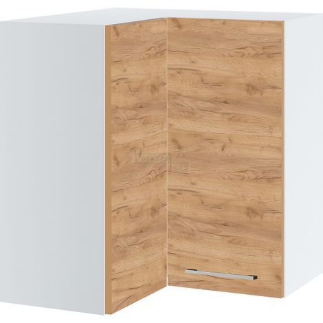 Meuble d'angle haut de cuisine Bellissi Chene 2 portes L 60/60 cm - Porte avec poignée apparente Décor chêne brut (1/5)