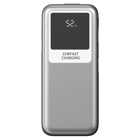 Powerbank 10000mAh Leotec LEPOW35W10S/ 35W/ Plata y Gris/ Incluye Cable USB Tipo-C y Lightning