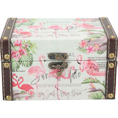Vintage Schmuckkästchen aus Holz, Flamingo-Muster, antiker britischer Stil, Schmuckaufbewahrungsbox, Wohnaccessoire, Geschenk. (1/5)