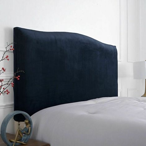 Housse de tête de lit élastique 150 cm – Pour têtes de lit 140-170 cm – Tissu 94% polyester, 6% spandex – Lavable, bleu marine (1/5)