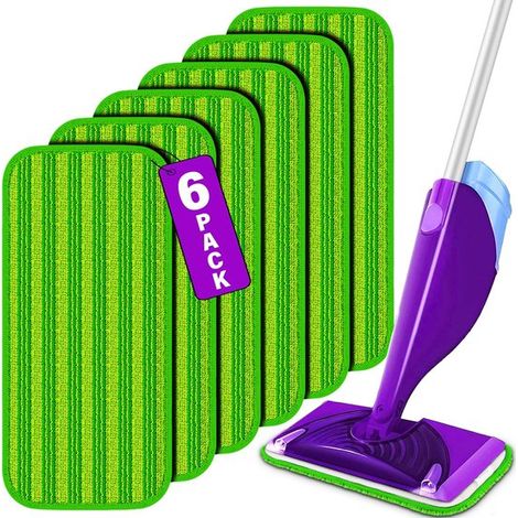 Chiffon de remplacement - 30 x 14 cm - Vert - adapté au Swiffer Wetjet - Recharge de serpillière - Chiffon en microfibre - Tampon de - 6 pièces (1/5)