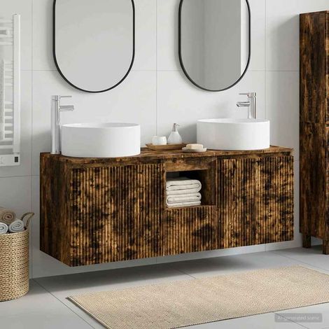 vidaXL Bathroom Cabinet Set 3 pcs Smoked Oak 49.5 x 44.5 x 65.5 cm (1/5)