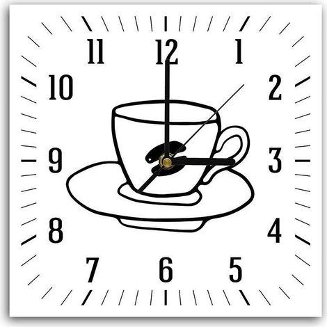 Horloge Murale Silhouette Tasse de Café Design Moderne - 50 x 50 cm (1/5)