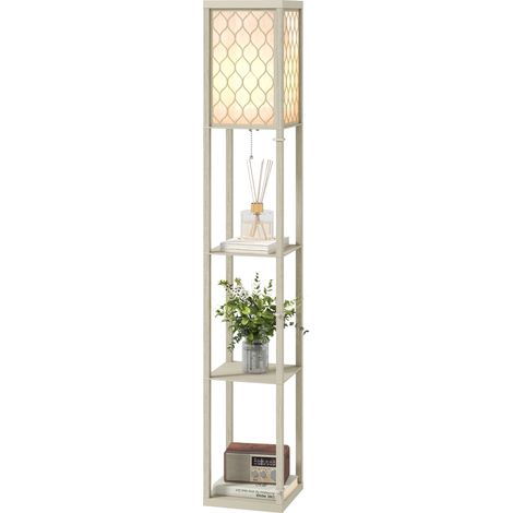 Three--Shelf Standing Lamp -- Oak/White (1/5)