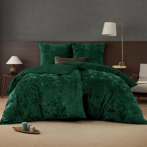 Samt Bettwäsche 4-teilig 200x220 cm, flauschig & luxuriös, smaragdgrün