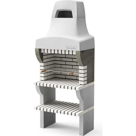 MOVELAR - Barbacoa de Obra Prefabricada de Leña y Carbón Modelo Bailen Plus (Gris Beige - 86,5 x 58 x 220 cm) REF: 8887 - Cocina de Exterior con Chimenea para Jardín y Terraza (1/3)