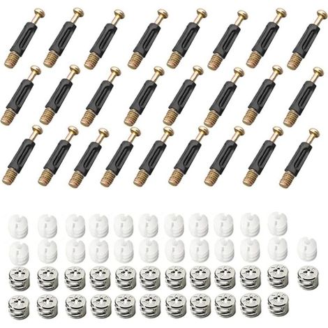 Ferrure D'assemblage 25 Pièces Raccords de Came Connexion 3 en 1 Connecteur de Meuble Raccord Came Connecteur de Meuble Excentrique Raccord pour Épisser Les Meubles Armoires de Table D'Armoire