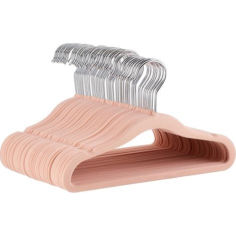 Lot de 50 cintres, velours antidérapant, plastique robuste, 29,5cm, pour vêtements bébé et enfant (1/5)