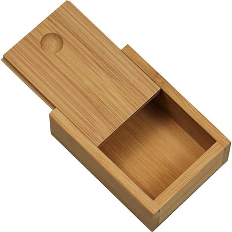 Boîte De Rangement En Bambou - Boîte À Bijoux Avec Couvercle Coulissant - Pour Bureau Intérieur Décoration Maison - 1 Pièce (1/5)