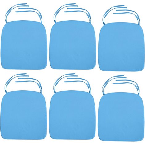 Gardenista Cuscini per sedie da giardino con lacci, cuscini per sedie da giardino resistenti all'acqua con rivestimento rimovibile facile da pulire, Turchese (6 pezzi)