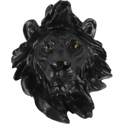 Sculpture Murale Style Artistique Unique en Résine Noire Décorative Tête de Détails Fins et Atmosphère Luxueuse pour Salon (1/5)