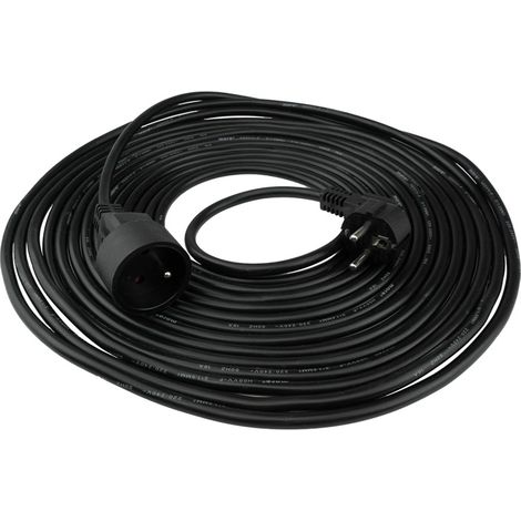 Verlängerungskabel mit 1 Steckdose, 10 m, mit/ohne 3x1,5 mm² Stecker, schwarz