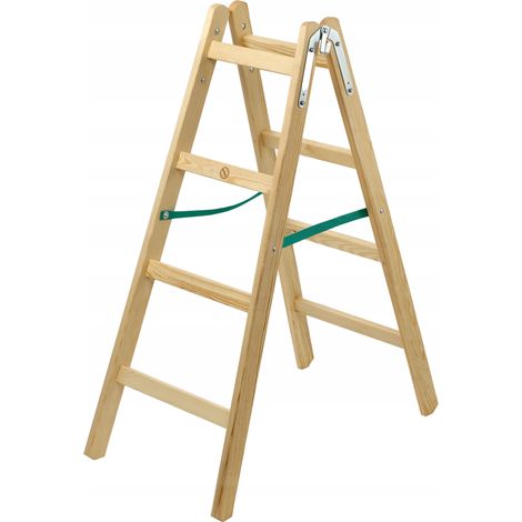 KADAX Holzleiter, Bockleiter bis 150 kg, klappbare Malerleiter, 4 Stufen