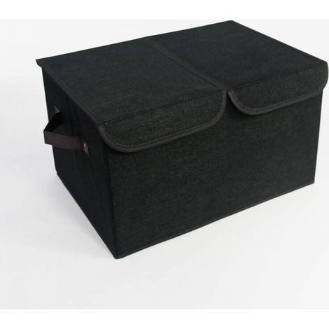 Grands cubes de rangement (lot de 4) panier de rangement en lin avec couvercle pliable, poignées et séparateurs amovibles pour la maison, le bureau, la chambre d'enfant et le placard. (1/5)