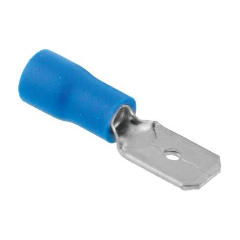TERMINALE PIATTO MASCHIO A STRINGERE - BLU X CAVO MMQ 1,5/2,5 MM 6,3 CF=PZ 10- 12 confezioni