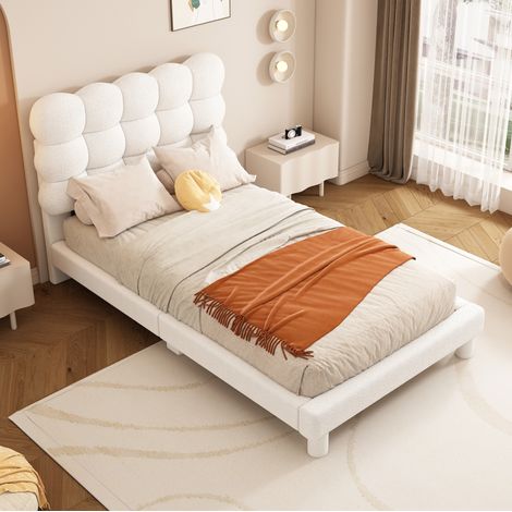Cama 90x200 tapizada cabecero ajustable MDF OKMYHOME (1/5)