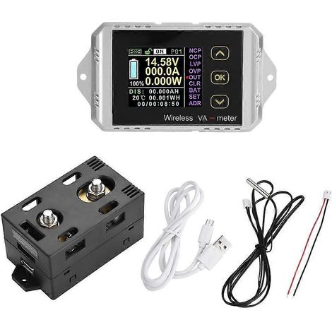 Kabelloses Gleichspannungs-Amperemeter mit Farb-LCD-Bildschirm und Watt-Tester (VAT-1300, 0-300A 0-100V)