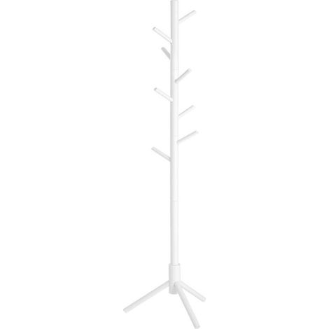 Portemanteau en bois massif avec 8 crochets – Blanc, pour entrée ou couloir – Modèle RCR04WT