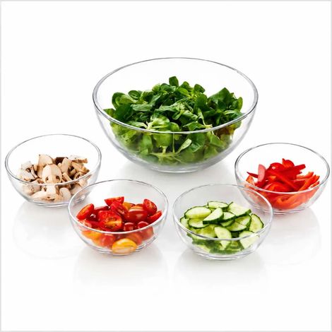Lot de 5 Saladiers en Verre Sodalime - Grand Modèle + 4 Petits (1/5)