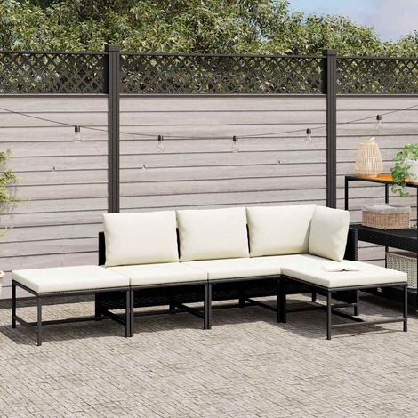 Maison Exclusive - 5-tlg. Garten-Sofagarnitur mit Auflagen Schwar (1/5)