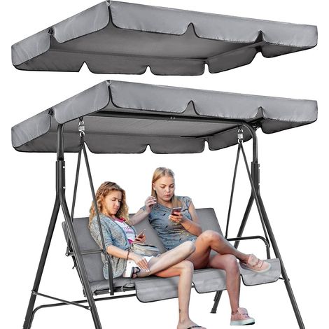 Toldo de repuesto para columpio de jardín de 3 plazas, funda impermeable con protección UV para columpio, toldo de repuesto para jardín, patio, balcón (195  125  15 cm) (1/5)
