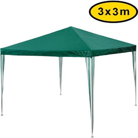 Gazebo impermeabile struttura tubolare in metallo 3x3m Verde - Mod. Fiera (1/2)