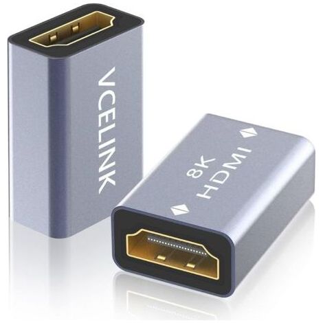 Coupleur HDMI, Adaptateur HDMI 8K 2.1 Plaqué Or Rallonge HDMI Femelle vers Femelle Supporte 4K 3D @60Hz UHD, Résolution 7680 4320, HDR, Arc Compatible avec PC, Moniteur, Roku TV, Lot de 2 (1/5)
