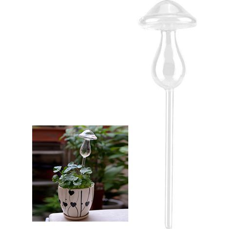 Dispositif d'arrosage automatique en verre, forme champignon, système d'auto-irrigation pour plantes. (1/5)