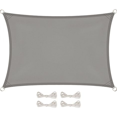 Tenda parasole rettangolare impermeabile e resistente ai raggi UV TuseRxln - 3 x 4 m - Grigio -
