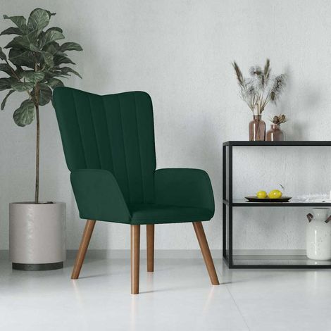 vidaXL Silla de relajación de terciopelo verde oscuro (1/5)