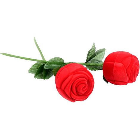 Boîte à bijoux en forme de rose pour alliances, lot de 2 rouges (1/5)