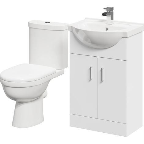 James Gloss White 550mm 2 Door Vanity Unit and Toilet Suite (1/5)