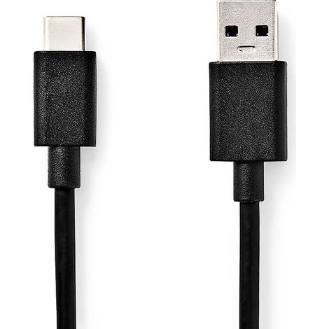 Cable usb usb 32 generacion 1 usb a macho usb c macho 60w 5 gbps niquelado 100m redondo pvc negro caja (1/3)