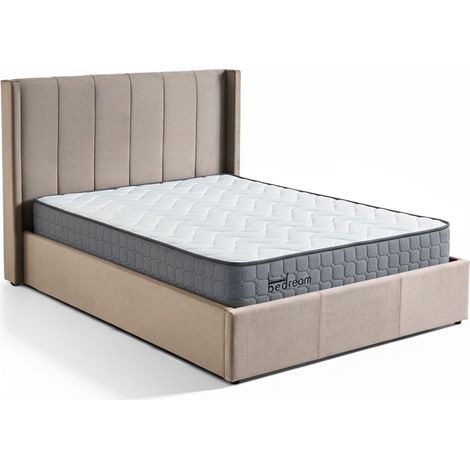 Pack Lit-coffre Magorial + Matelas Bedream 140x190cm Velours Taupe