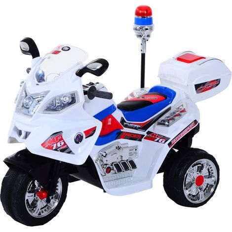 Moto Elettrica Polizia per Bambini 6V con Sirena Police Bianca (1/5)