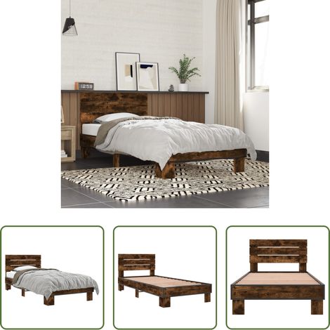 Lit chêne - Cadre de lit sans matelas chêne fumé 90x200 cm (1/5)