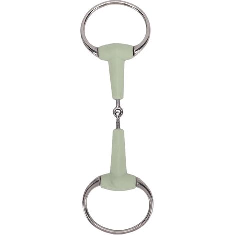 Mors de cheval enveloppé de caoutchouc, saveur de pomme, bouche en acier inoxydable, lien ovale, anneau ample, pour l'entraînement (1/5)