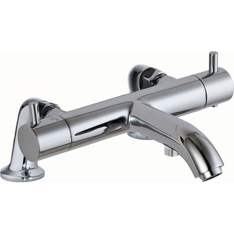 JTP Florence Thermostatic Pillar Mounted Bath Shower Mixer Tap - Chrome (1/2)